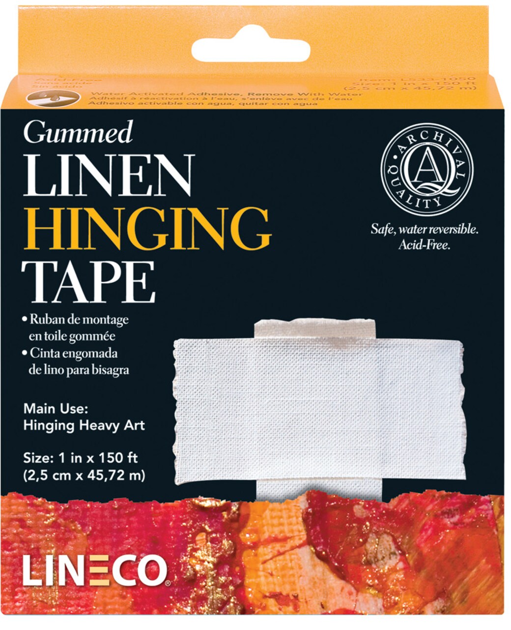 Lineco/University Products Gummed Linen Hinging Tape, 1" x 150 ft.